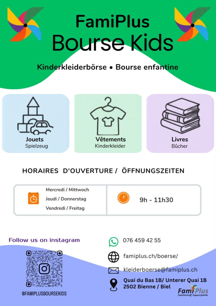 In der FamiPlus-Kinderkleiderbörse bekommen Kinderkleider, Kinderschuhe und Spielsachen ein zweites Leben.